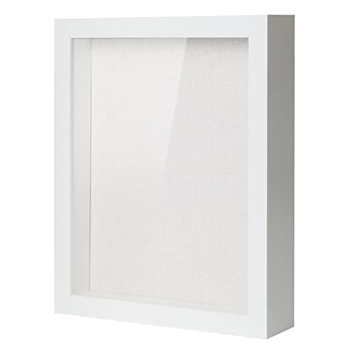 Muzilife 3D Bilderrahmen zum Befüllen 28x35 cm-Tiefer Holz Rahmen Weiß, Objektrahmen Shadow Box mit Glasscheibe, als Geschenk für Familie Freunde usw. (Weiß, 28x35cm) von Muzilife