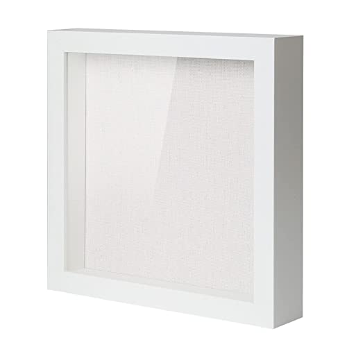 Muzilife 3D Bilderrahmen zum Befüllen 30x30 cm-Tiefer Holz Rahmen Weiß, Objektrahmen Shadow Box mit Glasscheibe, als Geschenk für Familie Freunde usw. (Weiß, 30x30cm) von Muzilife