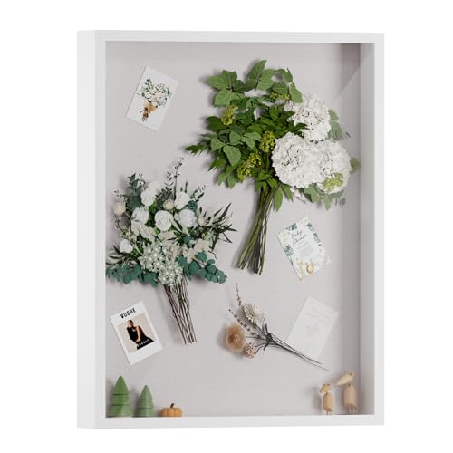 Muzilife 3D Bilderrahmen zum Befüllen Weiß 40x50 cm, Holz Rahmen Objektrahmen Shadow Box mit Glasscheibe, Perfekt zum Basteln und als Geschenk für Familie Freunde Muzilife 3D Bilderrahmen zum Befüllen Weiß 40x50 cm, Holz Rahmen Objektrahmen Shadow Box mit Glasscheibe, Perfekt zum Basteln und als Geschenk für Familie Freunde von Muzilife