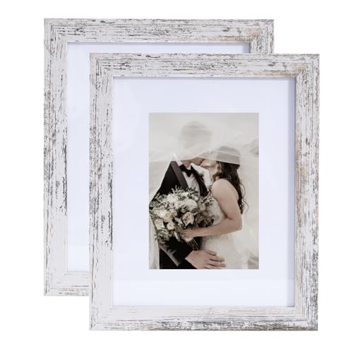 Muzilife Holz-Bilderrahmen, flach, 12,7 x 17,8 cm, mit Passepartout oder 20,3 x 25,4 cm, ohne Matte, für Wand oder Tisch, 2 Stück, rustikales Weiß Muzilife Holz-Bilderrahmen, flach, 12,7 x 17,8 cm, mit Passepartout oder 20,3 x 25,4 cm, ohne Matte, für Wand oder Tisch, 2 Stück, rustikales Weiß von Muzilife