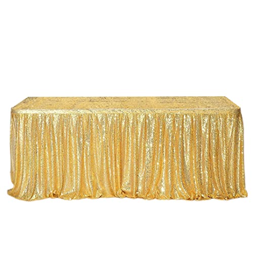 Goldener Tischrock Funkelnde drapierte Tropfen -Tischdecke für Geburtstagsfeier Babyparty Dessert Tisch Hochzeitstorte Tischausstellung Empfang 6 Fuß breit x 30 Zoll Goldener Tischrock Funkelnde drapierte Tropfen -Tischdecke für Geburtstagsfeier Babyparty Dessert Tisch Hochzeitstorte Tischausstellung Empfang 6 Fuß breit x 30 Zoll von Muzrunq