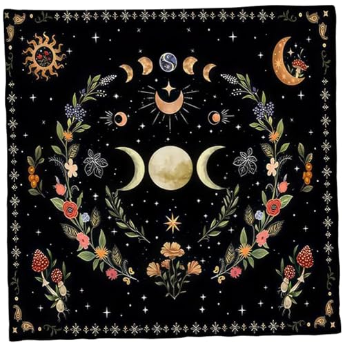Muzrunq Altartuch, 29, 53 x 29, 53 Zoll Mond Phase Blume Astrologie Tarot Tuch, Flanell -Wahrsager von Muzrunq