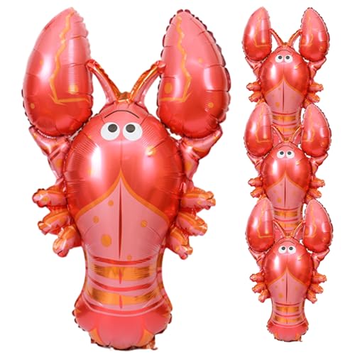 Muzrunq Crawfish -Luftballons, 4pcs 31 x 39 Zoll Aluminium Folie Hummerballons für Geburtstag Babyparty Braut Themenparty von Muzrunq