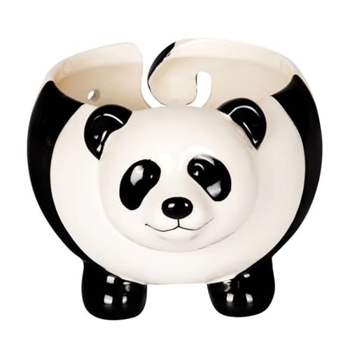 Muzrunq Garnschüssel Panda Form Häkelschale Süßes Keramik Strickschale Realistische Strickgarnhalter Cartoon Häkelschale Geschenke für Häkelstricker von Muzrunq