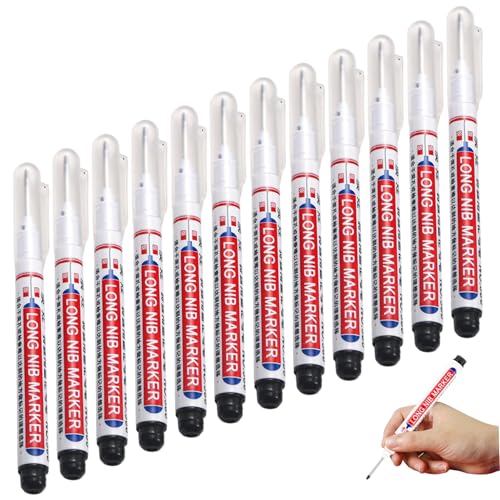 Muzrunq Langer Nib-Marker, 20 mm langer Nasenmarker, 12-pcs Schnelltrockner, wasserdichte Baustift zum Schweißen von Holzbearbeitung, Schwarz, Schwarz Muzrunq Langer Nib-Marker, 20 mm langer Nasenmarker, 12-pcs Schnelltrockner, wasserdichte Baustift zum Schweißen von Holzbearbeitung, Schwarz, Schwarz von Muzrunq