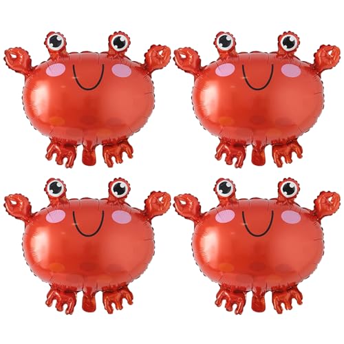 Muzrunq Partyballons, 4pcs 21x17 Zoll Aluminium Folie Krabbenballons für Geburtstag Babyparty Ozean Themed Party Dekorationen Lieferungen von Muzrunq