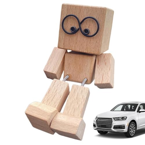 Schüttelnde Holzfigur eines Mannes mit Brille, Puppe mit schüttelnden Füßen, Dekoration für das Armaturenbrett des Autos, lustige Schreibtischdekoration für Zuhause, Auto, Büro und Schule von Muzrunq
