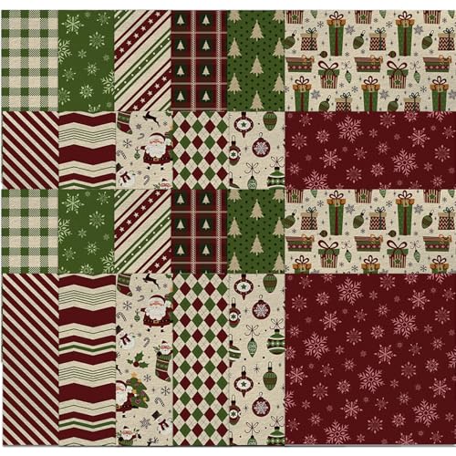 Weihnachtsstoff, 30, 5 x 30, 5 cm, Vintage-Weihnachtsthema, doppelseitiges Scrapbook-Papier für DIY-Alben, Zeitschriften, Kartenherstellung, 24 Stück von Muzrunq
