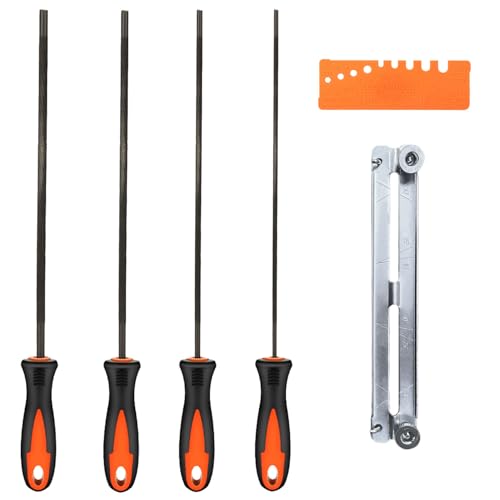 4 Stück Rundfeile, Robust und Einfach zu Bedienen, Feile für Kettensäge, mit Schnell Check Lehre Feilhilfe, Rundfeile Kettensäge, für DIY-Elektrosägen (Schwarz) von MvysticCharvn