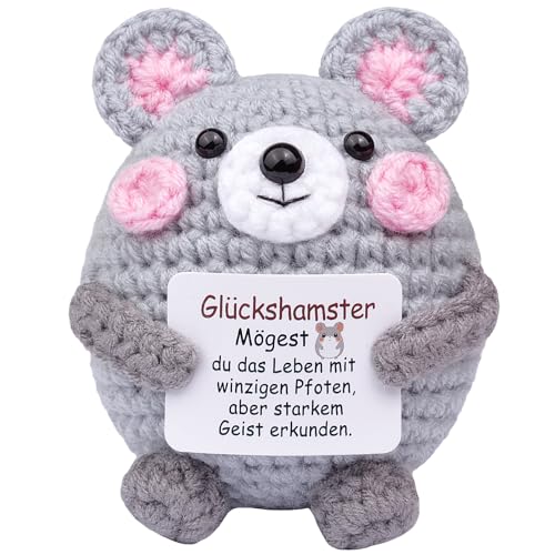 Mwmoeen Lustige Positive Hamster Geschenke, Hand Gestrickt Hamster, Kreative Positive Hamster Geschenke Beste Freundin Geschenke für Freundin Kleine Geschenke für Frauen von Mwmoeen