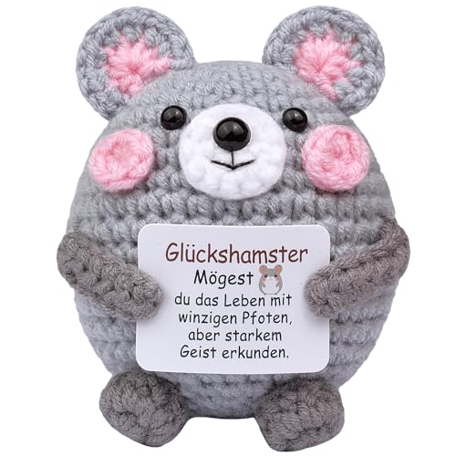 Mwmoeen Lustige Positive Hamster Geschenke, Hand Gestrickt Hamster, Kreative Positive Hamster Geschenke Beste Freundin Geschenke für Freundin Kleine Geschenke für Frauen von Mwmoeen