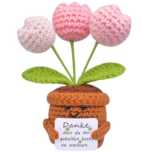 Mwmoeen Pocket Hug Positive Blume, Kreative Strickwolle Positive Sonnenblume, Positive Kartoffel Positiver Kaktus Beste Freundin Geschenke für Freundin Kleine Geschenke für Frauen von Mwmoeen