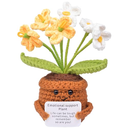 Mwmoeen Pocket Hug Positive Blume, Lustige Positive Strickwolle Sonnenblume Motivationsgeschenke Geschenke für Freundin Kollegen und Famili(P6) von Mwmoeen