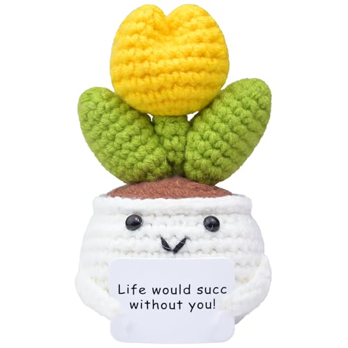Mwmoeen Pocket Hug Positive Blume, Lustige Positive Strickwolle Sonnenblume Motivationsgeschenke Geschenke für Freundin Kollegen und Famili(P8) von Mwmoeen