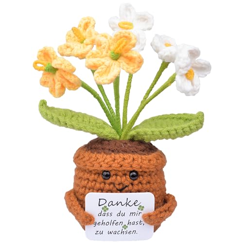 Mwmoeen Pocket Hug Positive Sonnenblume, Kreative Strickwolle Positive Kartoffel, Positive Sukkulente Positiver Kaktus Beste Freundin Geschenke für Freundin Kleine Geschenke für Frauen von Mwmoeen