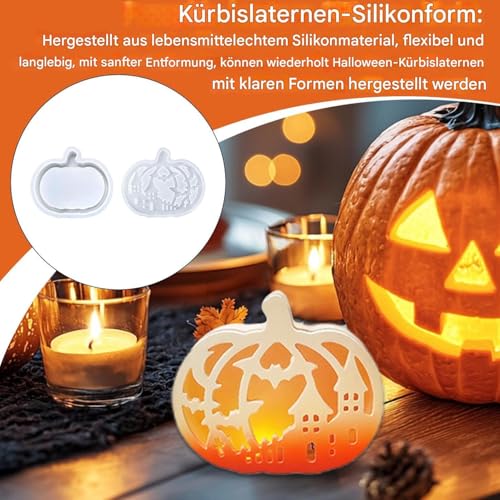 Mwqpgyh Silikonform für Kürbisse, Teelichtformen für Kürbisse aus Resin und Silikon, Bastelbedarf für Epoxidharz Kerzenhalter Wohndeko Halloween Erntedank Tischdekoration von Mwqpgyh