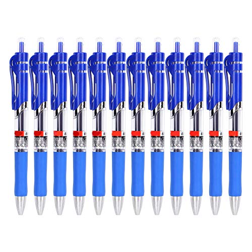 Mwrode 12 Stück Press-Kugelschreiber, Büromaterial, Press-Carbon, 0,5 Mm Spitze, Neutralstift, Gelstift Für Büro, Schule, Glattes Schreiben(Blau) von Mwrode