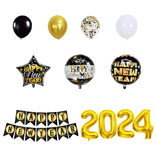 Happy New Year Dekoration Ballon Dekorative Zugbuchstabe Klassisch Einzigartiges Ballon-Set Home Party Decor Auffällige Dekoration von Mxming