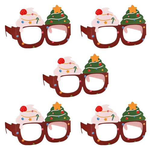 Mxming 5 x dekorative Weihnachtsbrillen für 2024 Neujahrsdekoration, schönes Geschenk, Papierbrillenrahmen, Fotografie-Requisiten, Neuheit Brillen von Mxming
