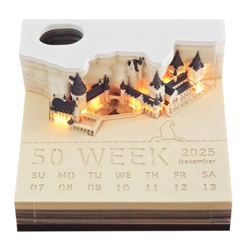 Mxshc Abreißkalender - 3D Kalender 2025 Mit LED Licht - Abreißblock Planer Uhrendekor Für Schreibtisch Büro Wand Kühlschrank Familie Kinder Jungs Mädchen von Mxshc
