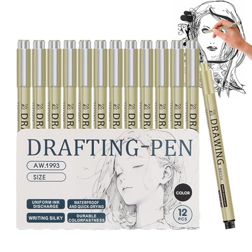 Mxshc Line Art Stifte - 12 Feinspitzen Zeichenstifte Set,Zeichenzubehör Wasserdichter Stift für Schule Manga Journal Schreiben | Schreiben Umreißen Mxshc Line Art Stifte - 12 Feinspitzen Zeichenstifte Set,Zeichenzubehör Wasserdichter Stift für Schule Manga Journal Schreiben | Schreiben Umreißen von Mxshc