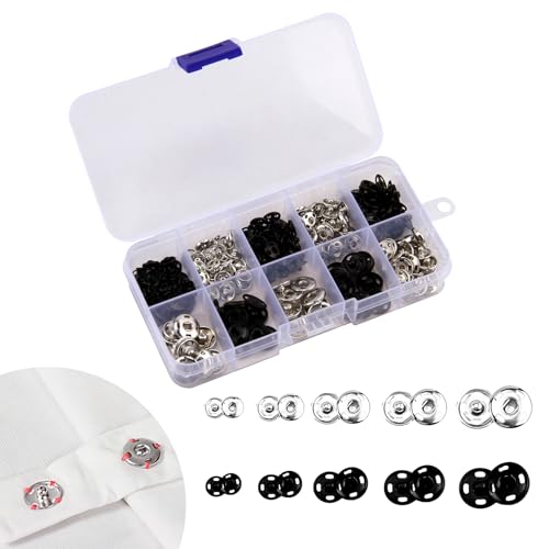 100 Sätze Nähbare Druckknöpfe in Schwarz und Silber, 12mm, 10mm, 8.5mm, 7.5mm – Hochwertige Metall Druckknöpfe mit Transparenter Aufbewahrungsbox, für Kleidung, Handtaschen und DIY-Projekte 100 Sätze Nähbare Druckknöpfe in Schwarz und Silber, 12mm, 10mm, 8.5mm, 7.5mm – Hochwertige Metall Druckknöpfe mit Transparenter Aufbewahrungsbox, für Kleidung, Handtaschen und DIY-Projekte von MxyVrix