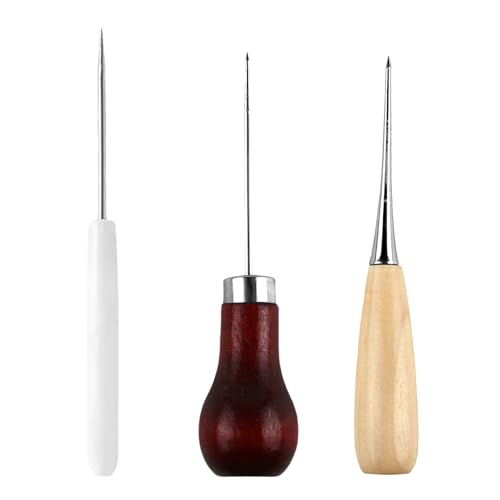 3er Set Locher mit Holzgriff,Prickelnadel Set Kinder,DIY Lederhandwerk Nähen Ahle,Gebogene Ahle zum Nähen und Reparieren von Leder, Canvas, Papier und Stoff,Praktisches Nähwerkzeug mit Holzgriff 3er Set Locher mit Holzgriff,Prickelnadel Set Kinder,DIY Lederhandwerk Nähen Ahle,Gebogene Ahle zum Nähen und Reparieren von Leder, Canvas, Papier und Stoff,Praktisches Nähwerkzeug mit Holzgriff von MxyVrix