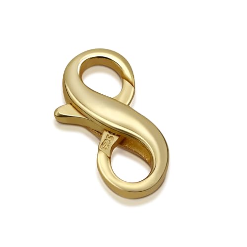 MY-BEAD Kettenverschluss Unendlichkeit 925 Silber 14K vergoldet Doppelkarabiner 14mm Halskette Collier Armband DIY MY-BEAD Kettenverschluss Unendlichkeit 925 Silber 14K vergoldet Doppelkarabiner 14mm Halskette Collier Armband DIY von My-Bead