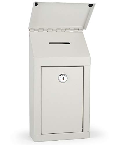Metall-Spendenbox für Wohltätigkeitsorganisationen, Stahl, Sammelbox mit oberem Schlitz und Schloss, Wandmontage mit vorgebohrten Löchern, 25,4 x 15,2 x 6,3 cm, wasserdichte Postbox (Weiß) Metall-Spendenbox für Wohltätigkeitsorganisationen, Stahl, Sammelbox mit oberem Schlitz und Schloss, Wandmontage mit vorgebohrten Löchern, 25,4 x 15,2 x 6,3 cm, wasserdichte Postbox (Weiß) von My Charity Boxes