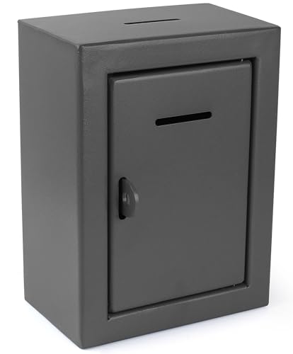 Spendenbox aus Metall, für Wohltätigkeitsorganisationen, Stahlkollektion, Wahlurne, Vorschlagsbox, sichere Box mit Front- und Oberschlitz, einfache Wandmontage mit vorgebohrten Löchern, 21,6 x 16,5 x von My Charity Boxes