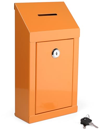 Metall-Spendenbox für Wohltätigkeitsorganisationen, Stahl, Sammelbox mit Vorschlagschlitz und Schloss, inklusive Schlüsseln, Wandmontage mit vorgebohrten Löchern, 25,4 x 15,2 x 6,3 cm (Orange) Metall-Spendenbox für Wohltätigkeitsorganisationen, Stahl, Sammelbox mit Vorschlagschlitz und Schloss, inklusive Schlüsseln, Wandmontage mit vorgebohrten Löchern, 25,4 x 15,2 x 6,3 cm (Orange) von My Charity Boxes