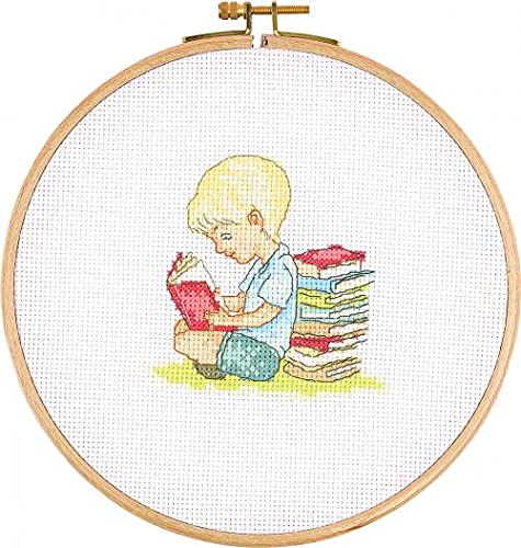 My Cross Stitch E2003 Hoop Kits – E-Serie, Bookworm Boy, 20 cm von My Cross Stitch