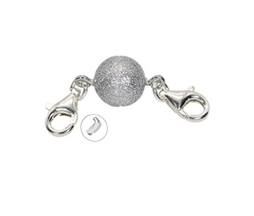 My Home Crystal - Magnetschließe Magnetverschluss mit 2-mal 925/35 Silber Karabiner für Schmuck/Armbänder zum Einfügen - 30 Farben (10.00, 1 Stück Glitter Silber) von My Home Crystal