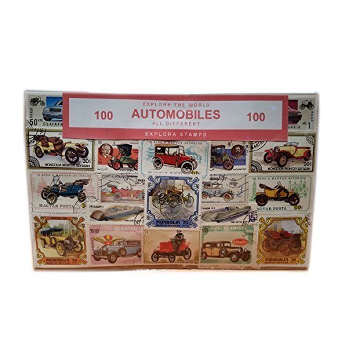 Worldwide Cars Briefmarkensammlung - Set mit 100 verschiedenen / Kraftfahrzeugen / Autos / Transport / Souvenir von My London Souvenirs