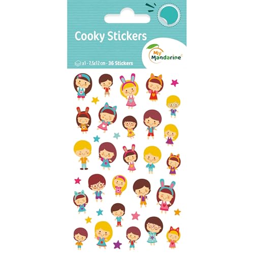 Maildor CY030Opack - Packung mit 10 Bögen 3D Sticker Cooky - Aufkleber, 7,5x12cm, Kawaï Puppen, 360 Stickers, 1 Pack von My Mandarine