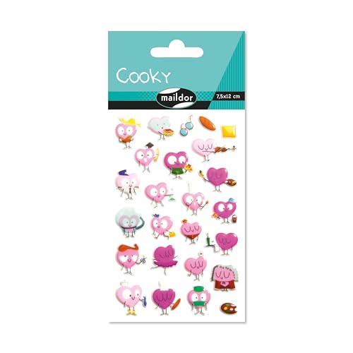 Maildor CY129Cpack - Packung mit 10 Bögen 3D Sticker Cooky - Aufkleber, 7,5x12cm, Herzen - Berufe, 250 Stickers, 1 Pack von My Mandarine