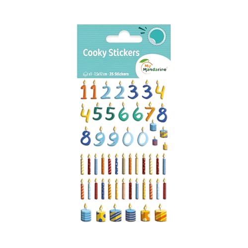 Maildor CY140Cpack - Packung mit 10 Bögen 3D Sticker Cooky/Aufkleber, 7,5x12cm, Kerzen/Zahlen, 350 Stickers, 1 Pack Maildor CY140Cpack - Packung mit 10 Bögen 3D Sticker Cooky/Aufkleber, 7,5x12cm, Kerzen/Zahlen, 350 Stickers, 1 Pack von My Mandarine