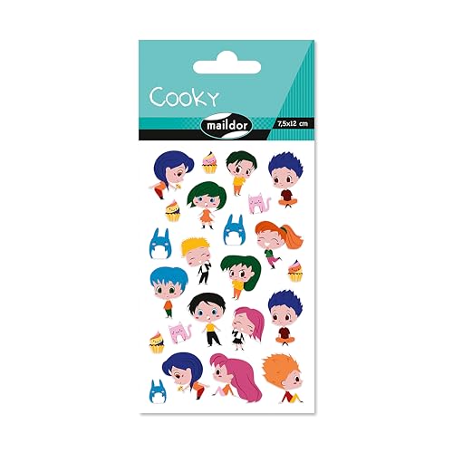 Maildor CY157Cpack - Packung mit 10 Bögen 3D Sticker Cooky - Aufkleber, 7,5x12cm, Manga - Comics, 230 Stickers, 1 Pack von My Mandarine