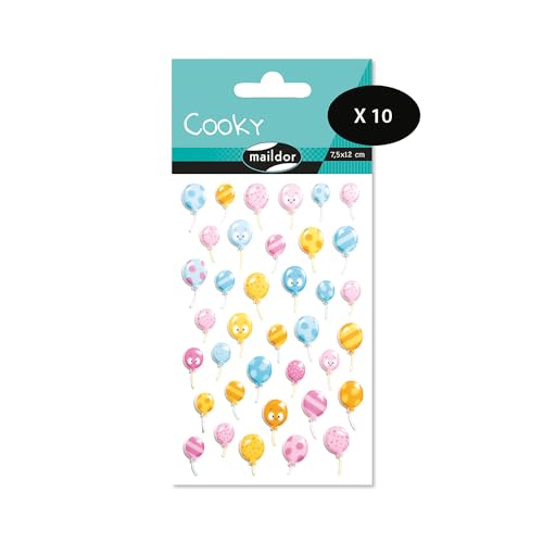 My Mandarine CY116Cpack - Packung mit 10 Bögen 3D Sticker Cooky - Aufkleber, 7,5x12cm, Luftballons - Ballonkleber, 370 Stickers, 1 Pack My Mandarine CY116Cpack - Packung mit 10 Bögen 3D Sticker Cooky - Aufkleber, 7,5x12cm, Luftballons - Ballonkleber, 370 Stickers, 1 Pack von My Mandarine