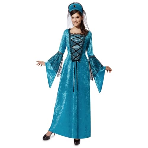 My Other Me Prinzessinnenkostüm für Damen, Größe M-L. Inklusive langem blauem Kleid aus Samtstoff mit ausgestellten Ärmeln mit schwarzer Spitze und passender Krone mit Tüllschleier und silberfarbener My Other Me Prinzessinnenkostüm für Damen, Größe M-L. Inklusive langem blauem Kleid aus Samtstoff mit ausgestellten Ärmeln mit schwarzer Spitze und passender Krone mit Tüllschleier und silberfarbener von My Other Me