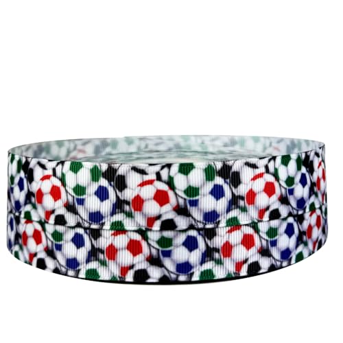 2 m x 22 mm schwarzes, rotes und blaues, grünes Fußball-Dekoband und Dekorationsideen für Geschenkpapier, Schleifen, Topper oder Verpackung für Taschen, Boxen, Ballonschnur, Karten von My Ribbon Laces