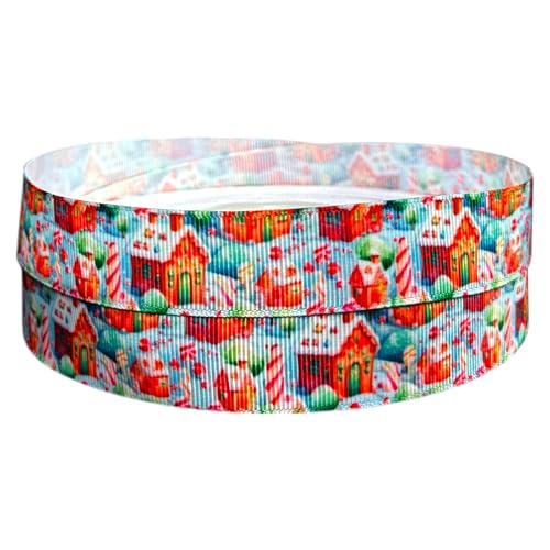 Geschenkband mit Zuckerstangen-Motiv Lebkuchenmann und Haus, 2 m x 22 mm breit, Weihnachtsband, ideal für Accessoires, Kuchendekoration, Dekorationsideen für Geschenkverpackungen, Schleifen, Topper Geschenkband mit Zuckerstangen-Motiv Lebkuchenmann und Haus, 2 m x 22 mm breit, Weihnachtsband, ideal für Accessoires, Kuchendekoration, Dekorationsideen für Geschenkverpackungen, Schleifen, Topper von My Ribbon Laces