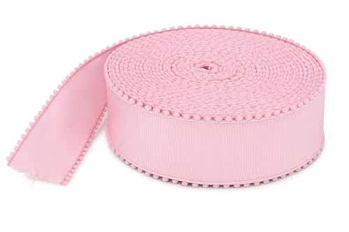 Pinkes Pompom-Band, 3,8 cm breit, dekorative Bordüre, erhältlich in 2 m, 5 m oder 10 m Länge, ideal für Bastelarbeiten, Geschenkverpackungen, Nähen und Partydekoration (rosa Pompon, 5 m) von My Ribbon Laces