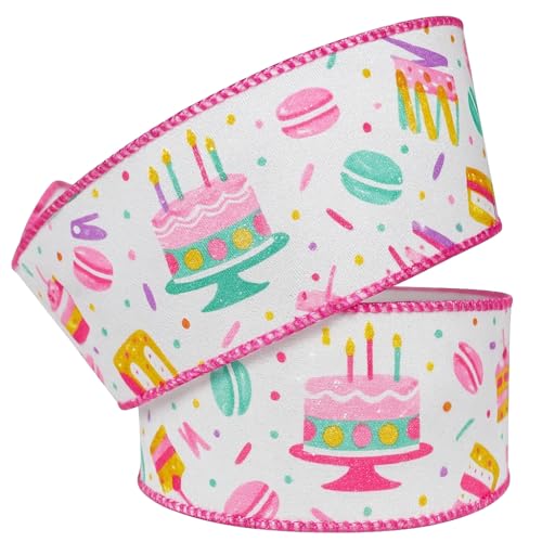 Rosa Band für Geburtstagskuchen und Süßigkeiten, 6,3 cm Drahtrand, erhältlich in 2 m, 5 m, 10 m, süße Süßigkeiten-Macaron-Partydekoration, Geschenkverpackung, Basteln (dickes Kuchen- und Rosa Band für Geburtstagskuchen und Süßigkeiten, 6,3 cm Drahtrand, erhältlich in 2 m, 5 m, 10 m, süße Süßigkeiten-Macaron-Partydekoration, Geschenkverpackung, Basteln (dickes Kuchen- und von My Ribbon Laces