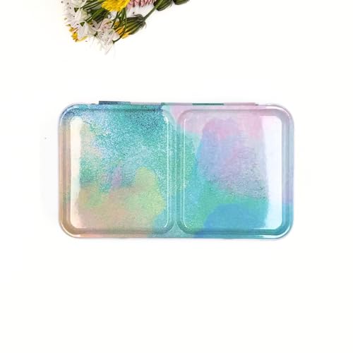 My Rock Way Leere Aquarellbox aus Metall, 12 halbe Näpfe oder 6 Behälter mit Mischpalette und Daumenring, Aquarell-Box für Reisen von My Rock Way