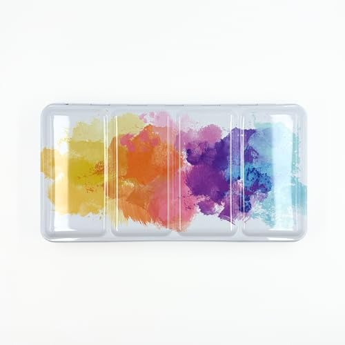 My Rock Way Colourful Days leere aus Metall für Aquarelle mit 48 halben Näpfen oder 24 Näpfen, mit Mischpalette und Daumenring, Aquarell-Box für Reisen von My Rock Way