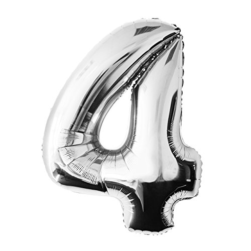 Folienballon 4 silber Zahlenballon Luftballon Riesenzahl Party Hochzeit Kindergeburtstag Geburtstag Folienballon 4 silber Zahlenballon Luftballon Riesenzahl Party Hochzeit Kindergeburtstag Geburtstag von MyBeautyworld24