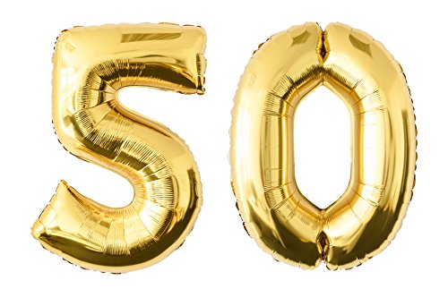 Folienballon 50 gold Zahlenballon Luftballon Riesenzahl Party Hochzeit Kindergeburtstag Geburtstag Folienballon 50 gold Zahlenballon Luftballon Riesenzahl Party Hochzeit Kindergeburtstag Geburtstag von MyBeautyworld24