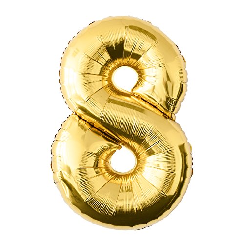 Folienballon 8 gold Zahlenballon Heliumballon Riesenzahl Luftballon Party Hochzeit Kinder-Geburtstag von MyBeautyworld24