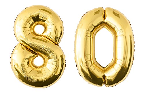 Folienballon 80 gold Zahlenballon Luftballon Riesenzahl Party Hochzeit Kindergeburtstag Geburtstag von MyBeautyworld24